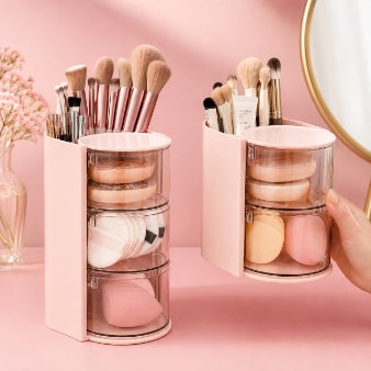 Rotating Makeup Organizer – Multi-Layer Cosmetic Storage with Drawer