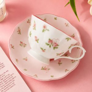 Vintage Pink Rabbit Tea Cup & Saucer Set