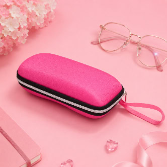 Zipper Eyeglass Case – Compact Sunglasses Storage Box with Wrist Strap