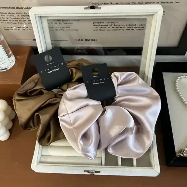Oversized Satin Hair Scrunchie – Soft Silk-Look Hair Tie for Women - Image 2