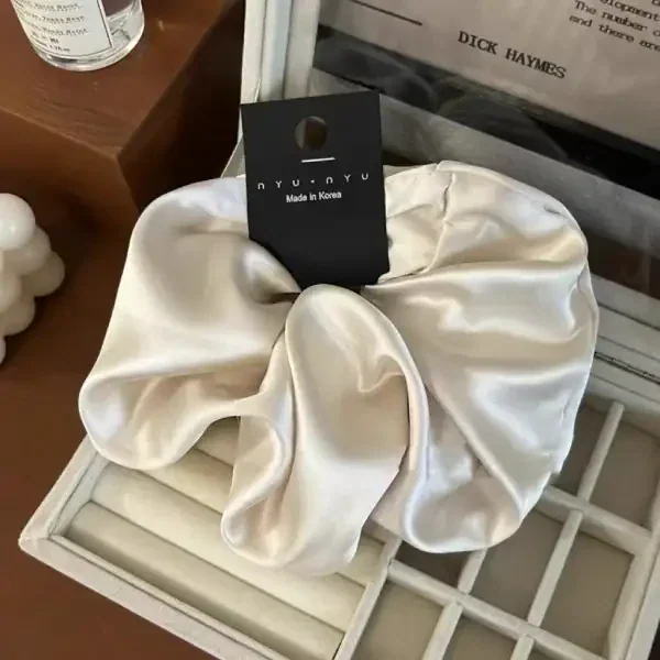 Oversized Satin Hair Scrunchie – Soft Silk-Look Hair Tie for Women - Image 3