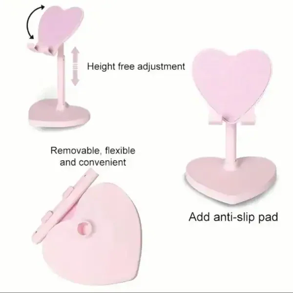 Heart-Shaped Adjustable Phone & Tablet Stand - Image 2
