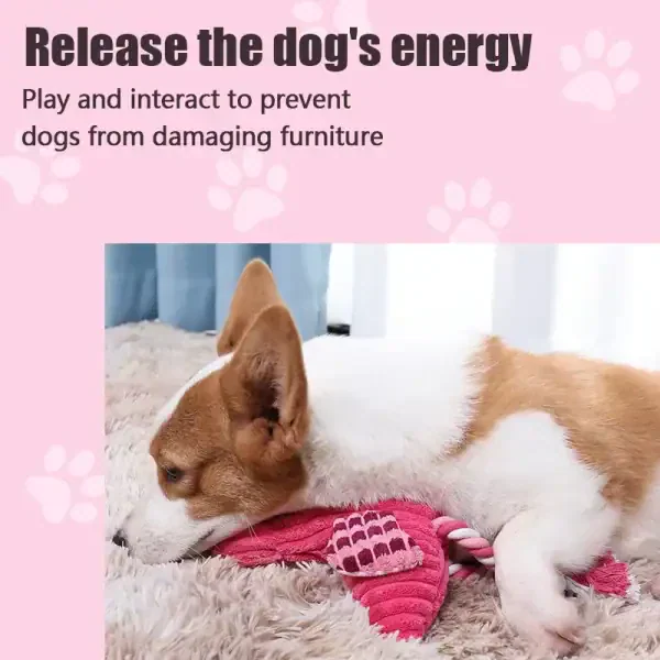 Plush Flamingo Rope Dog Toy - Image 4