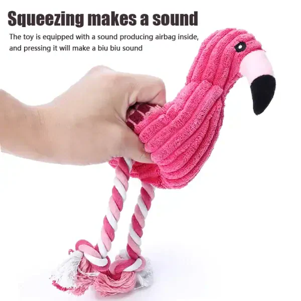Plush Flamingo Rope Dog Toy - Image 5