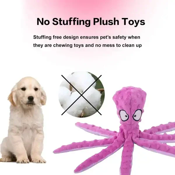 Plush Octopus Squeaky Dog Toy - Image 3