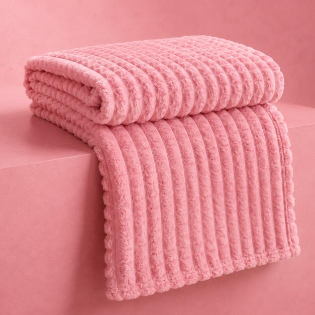 Luxury Striped Flannel Throw Blanket