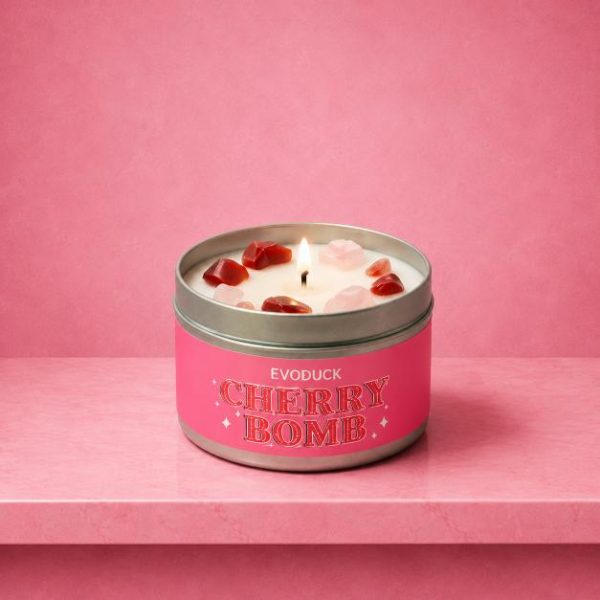 Velvet Rose Scented Soy Candle – Aromatherapy Jar Candle with Crystals