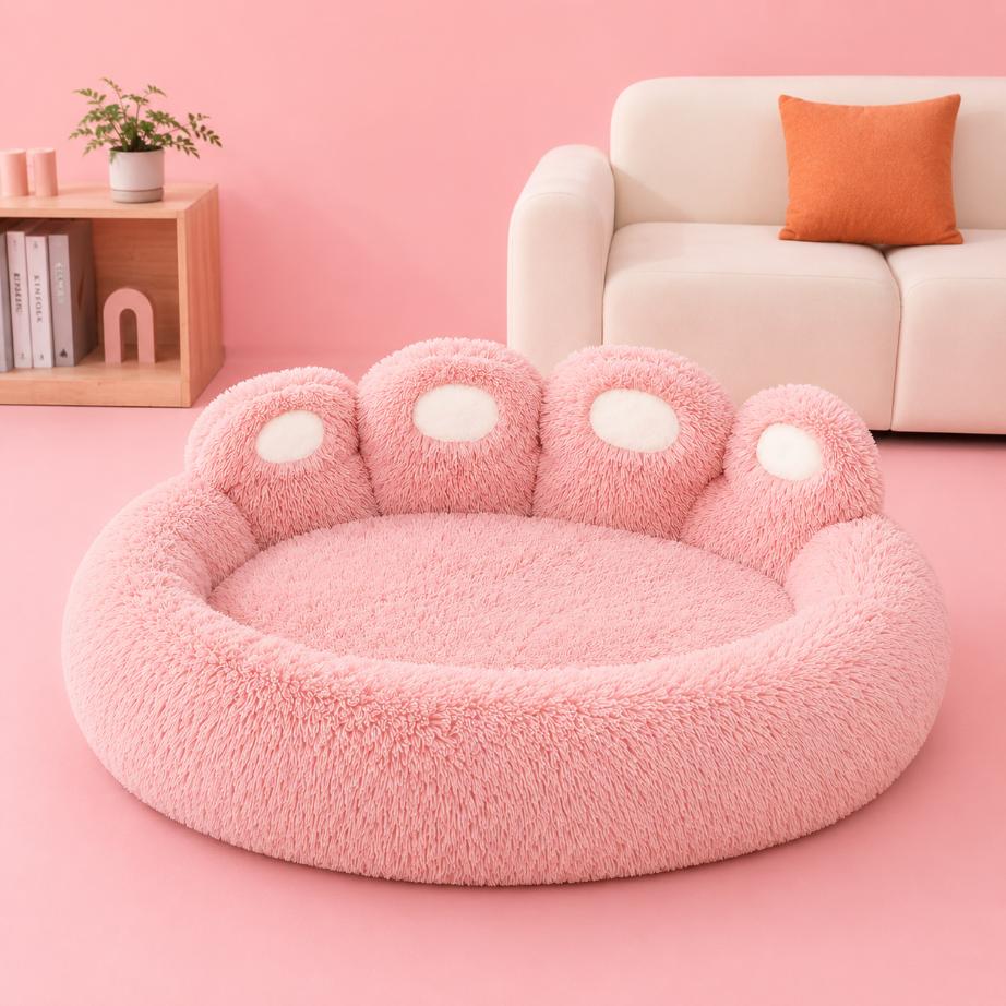 Paw-Shaped Plush Pet Bed