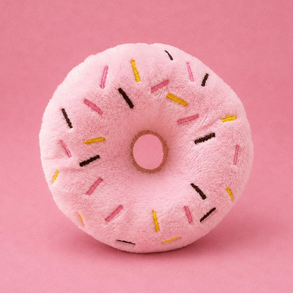 Plush Donut Squeaky Dog Toy
