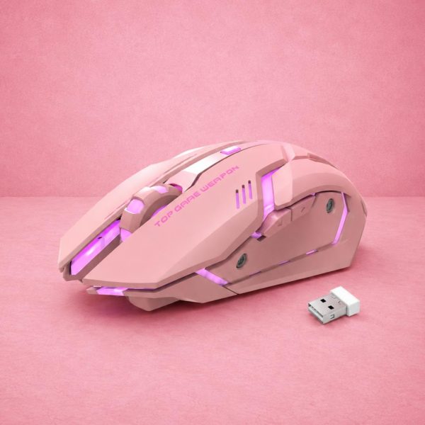 Rechargeable Pink Wireless Gaming Mouse